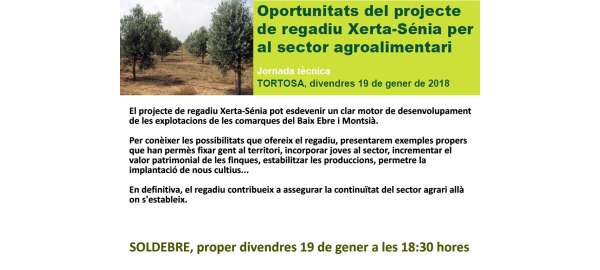 Jornada Tècnica: oportunitats del projecte de regadiu Xerta-Sénia